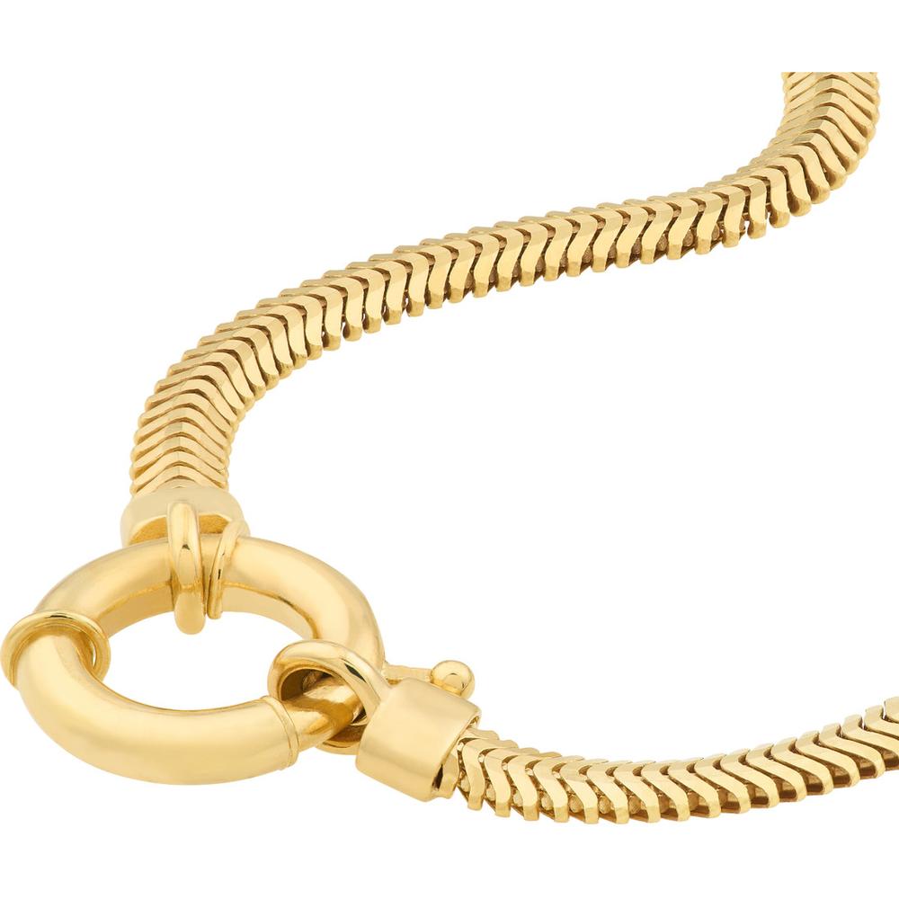 Olas d'Oro - 14K Yellow Gold Fancy Lock Snake Diamond-Cut Chain Necklace - 18" - 10.02 Grams