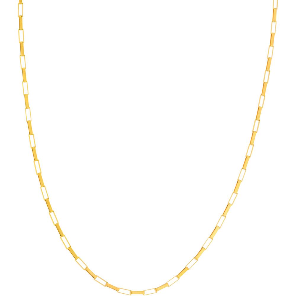 Olas d'Oro - 14K Yellow Gold Fancy Long Link Box Chain Necklace - 18 Inches, 5.1 Grams Weight