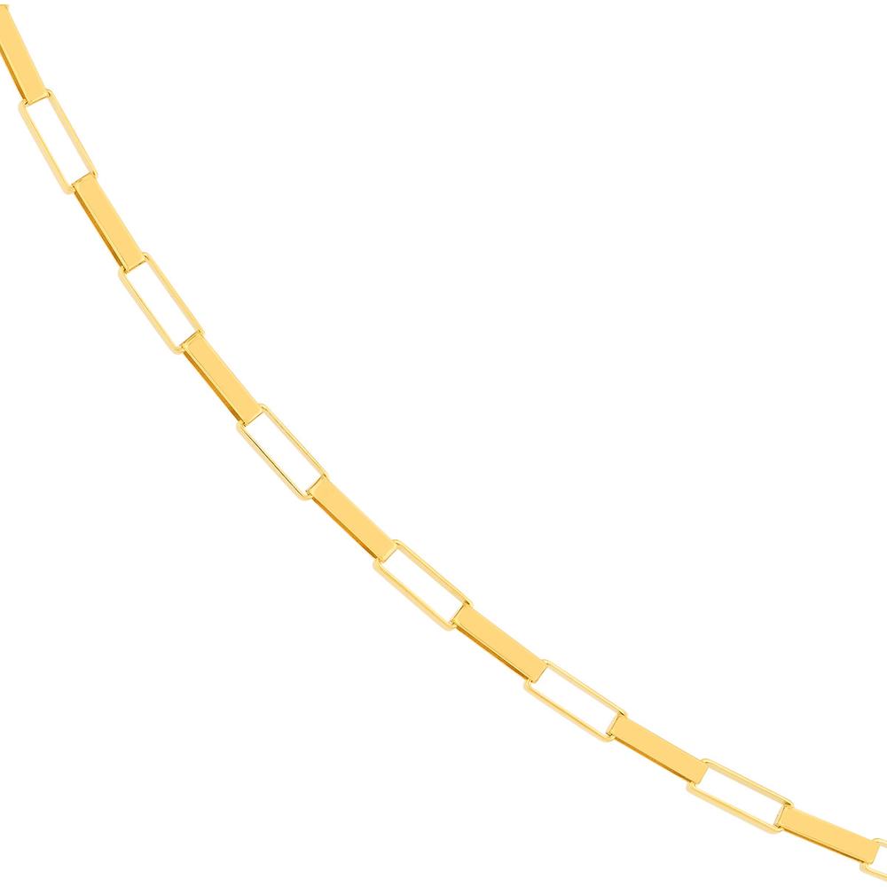 Olas d'Oro - 14K Yellow Gold Fancy Long Link Box Chain Necklace - 18 Inches, 5.1 Grams Weight