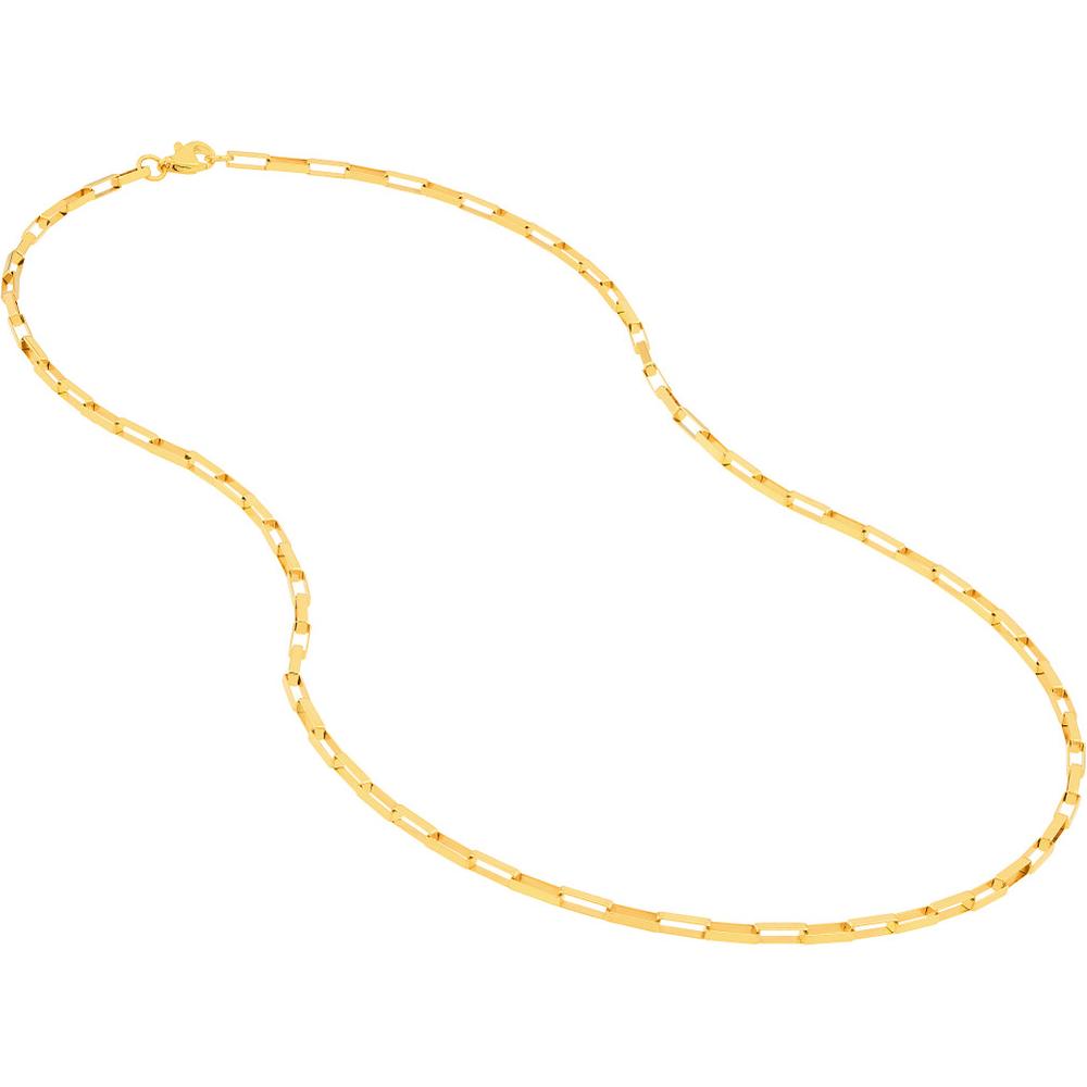 Olas d'Oro - 14K Yellow Gold Fancy Long Link Box Chain Necklace - 18 Inches, 5.1 Grams Weight