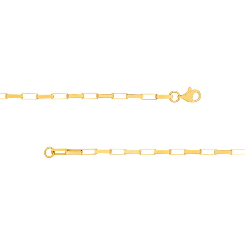 Olas d'Oro - 14K Yellow Gold Fancy Long Link Box Chain Necklace - 18 Inches, 5.1 Grams Weight