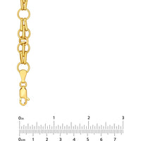 Olas d'Oro - 14K Yellow Gold Fantasy Link Chain Necklace - 18" - Elegant Hollow Gold Design