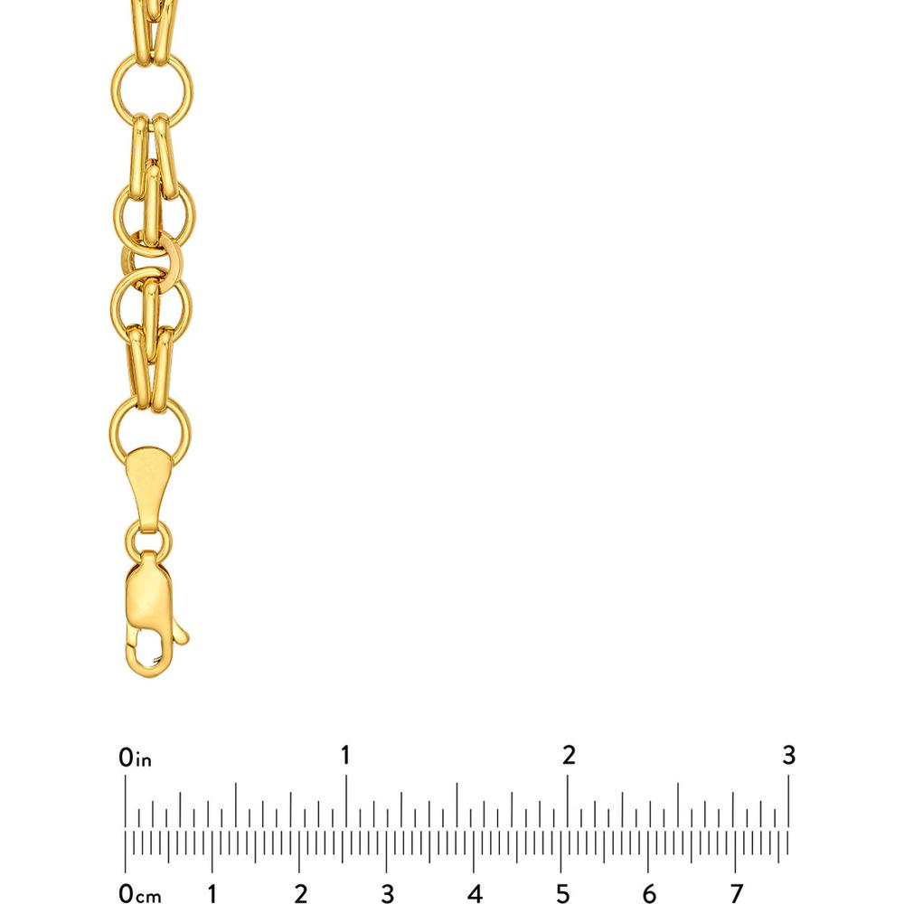 Olas d'Oro - 14K Yellow Gold Fantasy Link Chain Necklace - 18" - Elegant Hollow Gold Design
