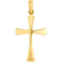 Olas d'Oro - 14K Yellow Gold Flare-edged Cross Pendant - 1.05 Grams Weight