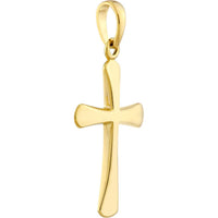 Olas d'Oro - 14K Yellow Gold Flare-edged Cross Pendant - 1.05 Grams Weight
