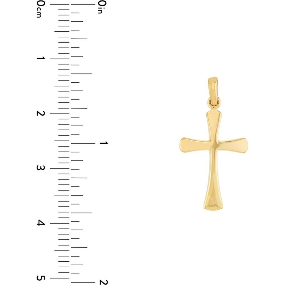 Olas d'Oro - 14K Yellow Gold Flare-edged Cross Pendant - 1.05 Grams Weight
