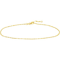 Olas d'Oro - 14K Yellow Gold Flat Diamond-Cut Stations Adjustable Anklet - 1.83 Grams