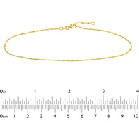 Olas d'Oro - 14K Yellow Gold Flat Diamond-Cut Stations Adjustable Anklet - 1.83 Grams