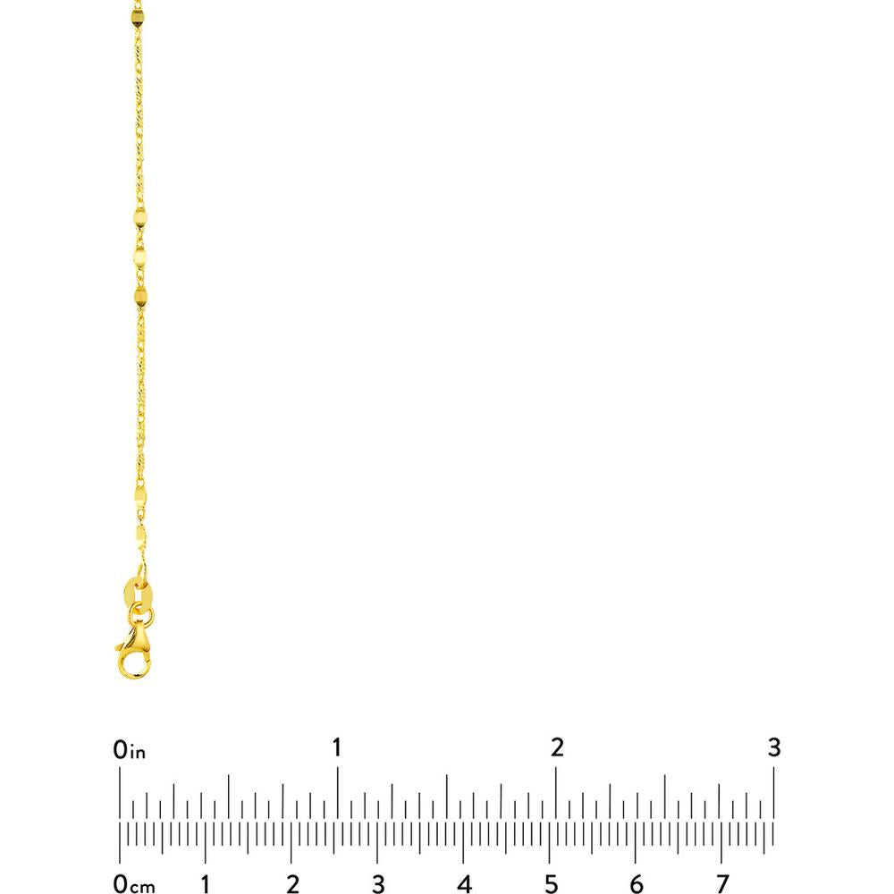 Olas d'Oro - 14K Yellow Gold Flat Diamond-Cut Stations Adjustable Anklet - 1.83 Grams