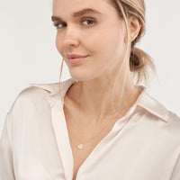 Olas d'Oro - 14K Yellow Gold Flat Tilted Heart Engravable Pendant Necklace