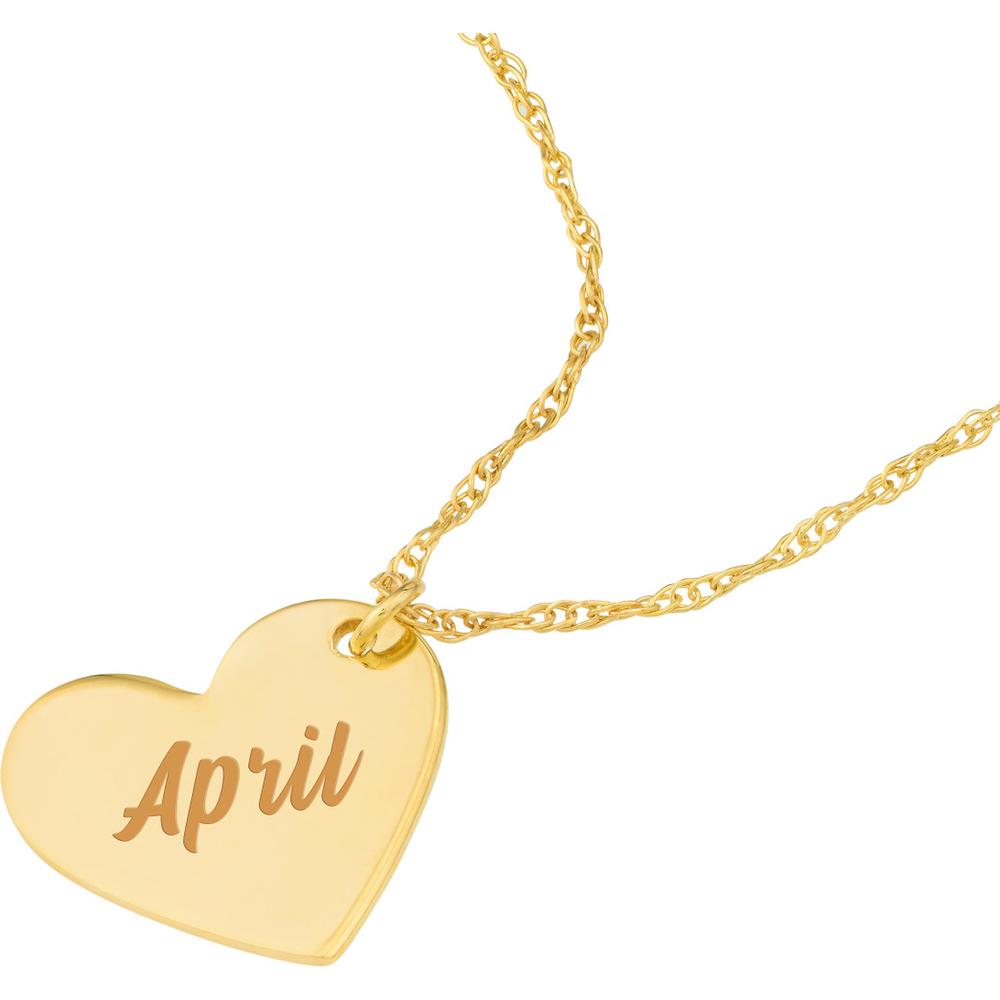 Olas d'Oro - 14K Yellow Gold Flat Tilted Heart Engravable Pendant Necklace