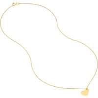 Olas d'Oro - 14K Yellow Gold Flat Tilted Heart Engravable Pendant Necklace