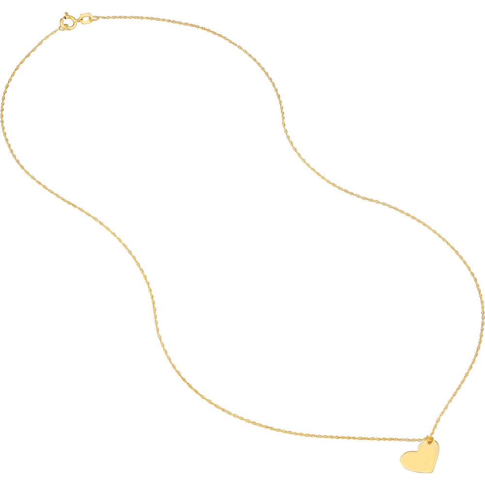 Olas d'Oro - 14K Yellow Gold Flat Tilted Heart Engravable Pendant Necklace
