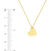 Olas d'Oro - 14K Yellow Gold Flat Tilted Heart Engravable Pendant Necklace