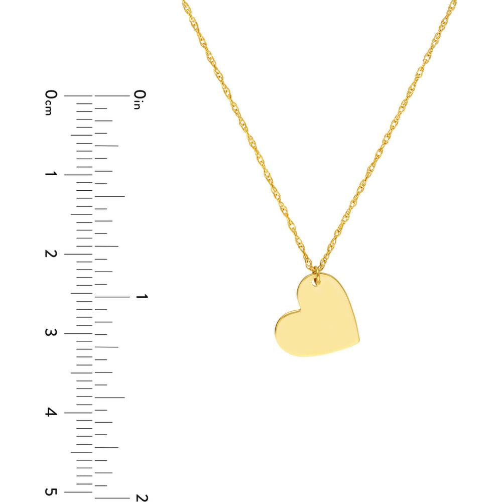 Olas d'Oro - 14K Yellow Gold Flat Tilted Heart Engravable Pendant Necklace