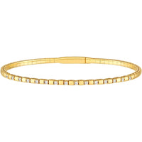 Olas d'Oro - 14K Yellow Gold Flexi Bracelet with Alternating Diamond and Square Links - 1/3 Carat Total Diamond Weight
