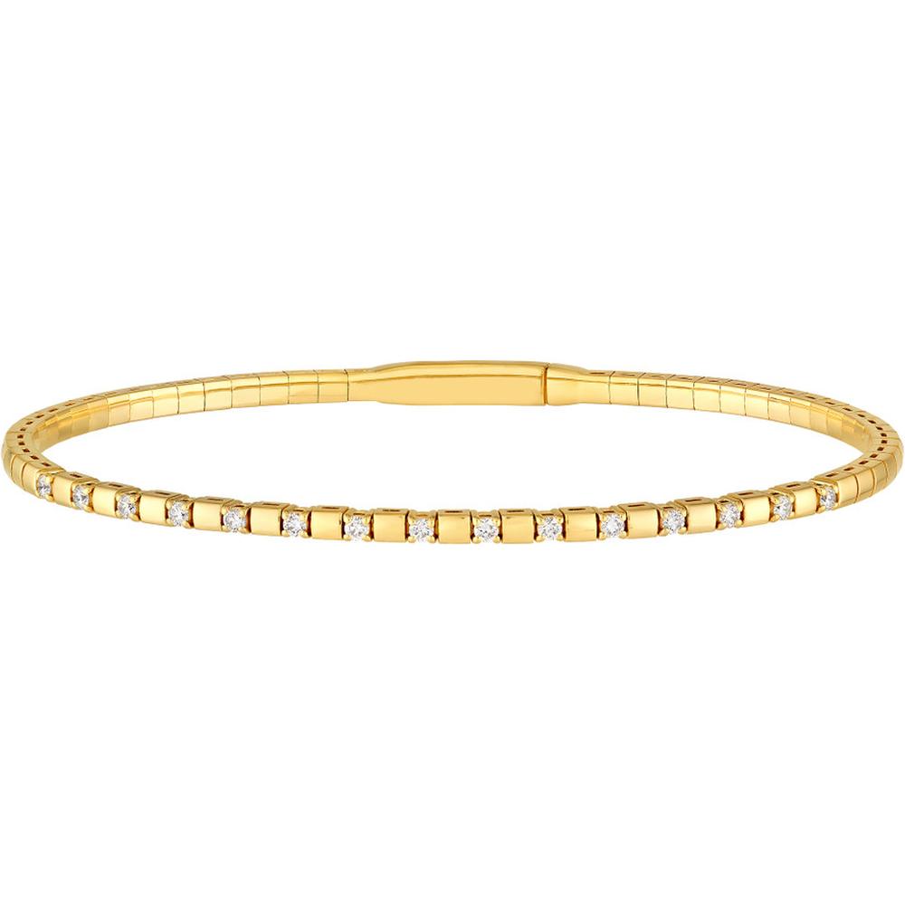 Olas d'Oro - 14K Yellow Gold Flexi Bracelet with Alternating Diamond and Square Links - 1/3 Carat Total Diamond Weight