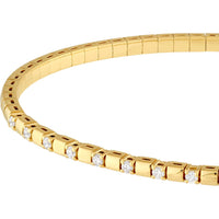 Olas d'Oro - 14K Yellow Gold Flexi Bracelet with Alternating Diamond and Square Links - 1/3 Carat Total Diamond Weight