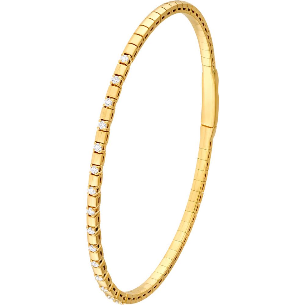 Olas d'Oro - 14K Yellow Gold Flexi Bracelet with Alternating Diamond and Square Links - 1/3 Carat Total Diamond Weight