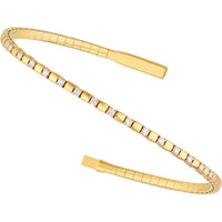 Olas d'Oro - 14K Yellow Gold Flexi Bracelet with Alternating Diamond and Square Links - 1/3 Carat Total Diamond Weight