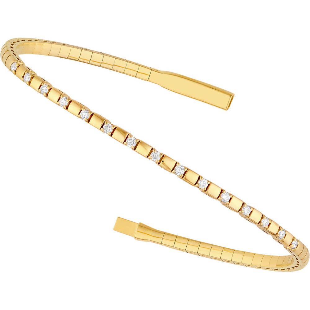 Olas d'Oro - 14K Yellow Gold Flexi Bracelet with Alternating Diamond and Square Links - 1/3 Carat Total Diamond Weight