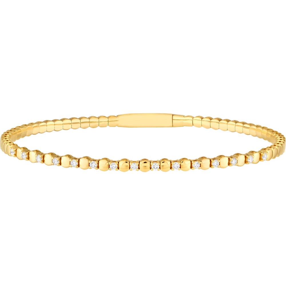 Olas d'Oro - 14K Yellow Gold Flexi Bracelet with Alternating Round and Diamond Links - 1/3 Carat Total Diamond Weight