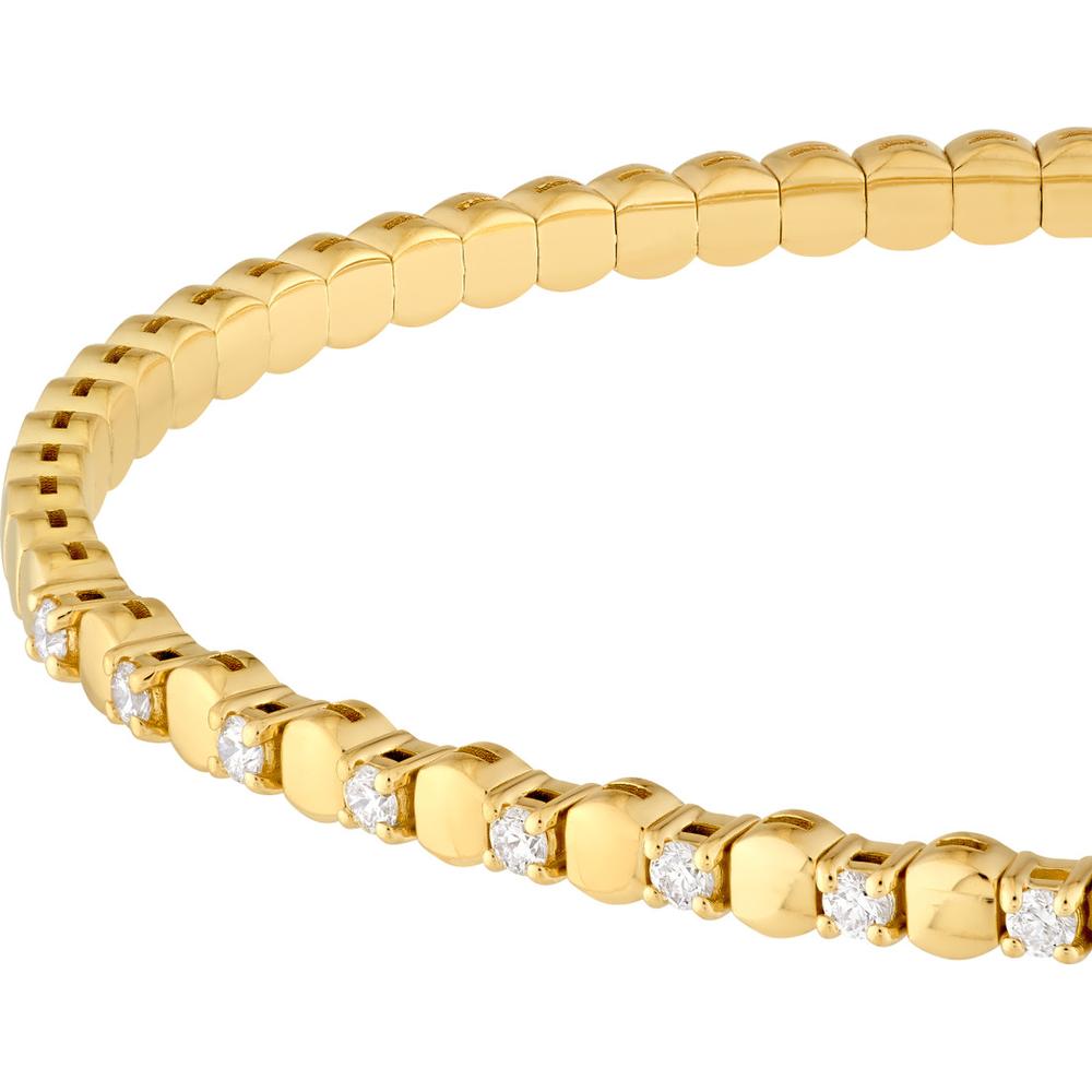 Olas d'Oro - 14K Yellow Gold Flexi Bracelet with Alternating Round and Diamond Links - 1/3 Carat Total Diamond Weight