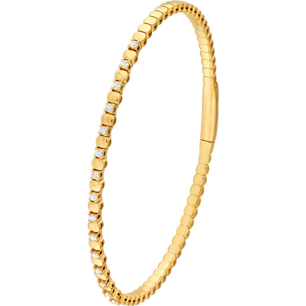 Olas d'Oro - 14K Yellow Gold Flexi Bracelet with Alternating Round and Diamond Links - 1/3 Carat Total Diamond Weight