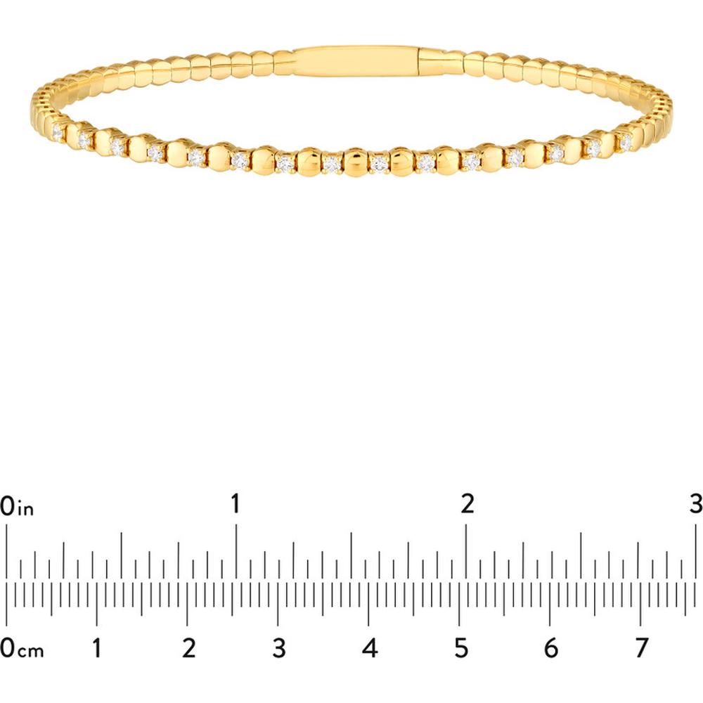 Olas d'Oro - 14K Yellow Gold Flexi Bracelet with Alternating Round and Diamond Links - 1/3 Carat Total Diamond Weight