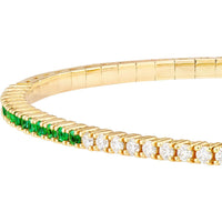 Olas d'Oro - 14K Yellow Gold Flexi Tennis Bracelet with 0.38 Carat Diamond and 0.34 Carat Emerald