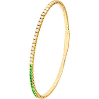 Olas d'Oro - 14K Yellow Gold Flexi Tennis Bracelet with 0.38 Carat Diamond and 0.34 Carat Emerald