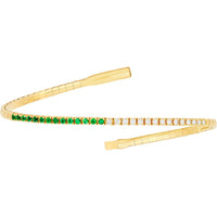 Olas d'Oro - 14K Yellow Gold Flexi Tennis Bracelet with 0.38 Carat Diamond and 0.34 Carat Emerald