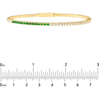 Olas d'Oro - 14K Yellow Gold Flexi Tennis Bracelet with 0.38 Carat Diamond and 0.34 Carat Emerald