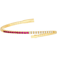 Olas d'Oro - 14K Yellow Gold Flexi Tennis Bracelet with 50/50 Ruby & Diamond - 1.13 Carat Total Weight