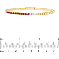 Olas d'Oro - 14K Yellow Gold Flexi Tennis Bracelet with 50/50 Ruby & Diamond - 1.13 Carat Total Weight