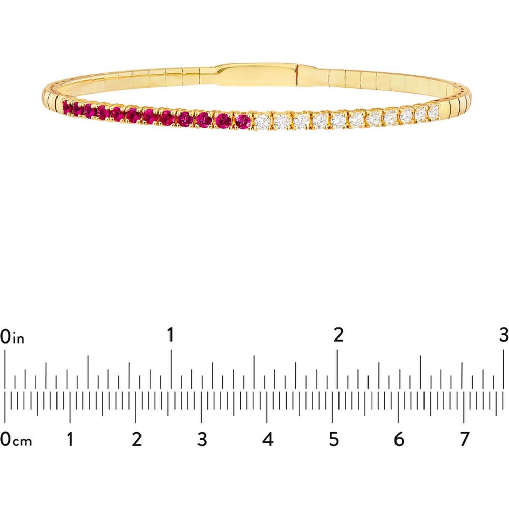 Olas d'Oro - 14K Yellow Gold Flexi Tennis Bracelet with 50/50 Ruby & Diamond - 1.13 Carat Total Weight