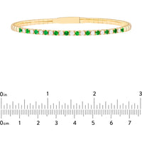 Olas d'Oro - 14K Yellow Gold Flexi Tennis Bracelet with Alternating Round Emerald and Diamond Stones - 0.52 Carat Emerald, 0.55 Carat Total Diamond Weight