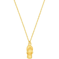 Olas d'Oro - 14K Yellow Gold Flip Flop Pendant Necklace with Adjustable Chain 16 to 18 Inches