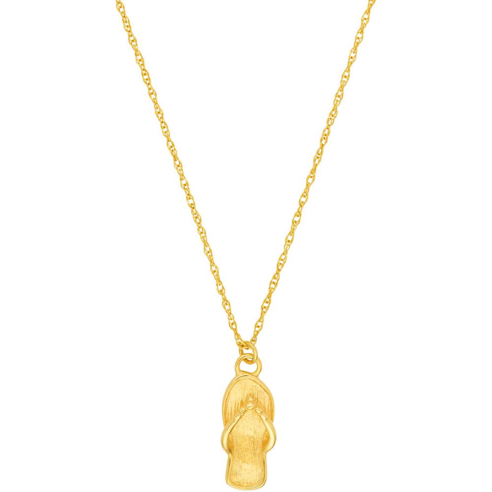 Olas d'Oro - 14K Yellow Gold Flip Flop Pendant Necklace with Adjustable Chain 16 to 18 Inches