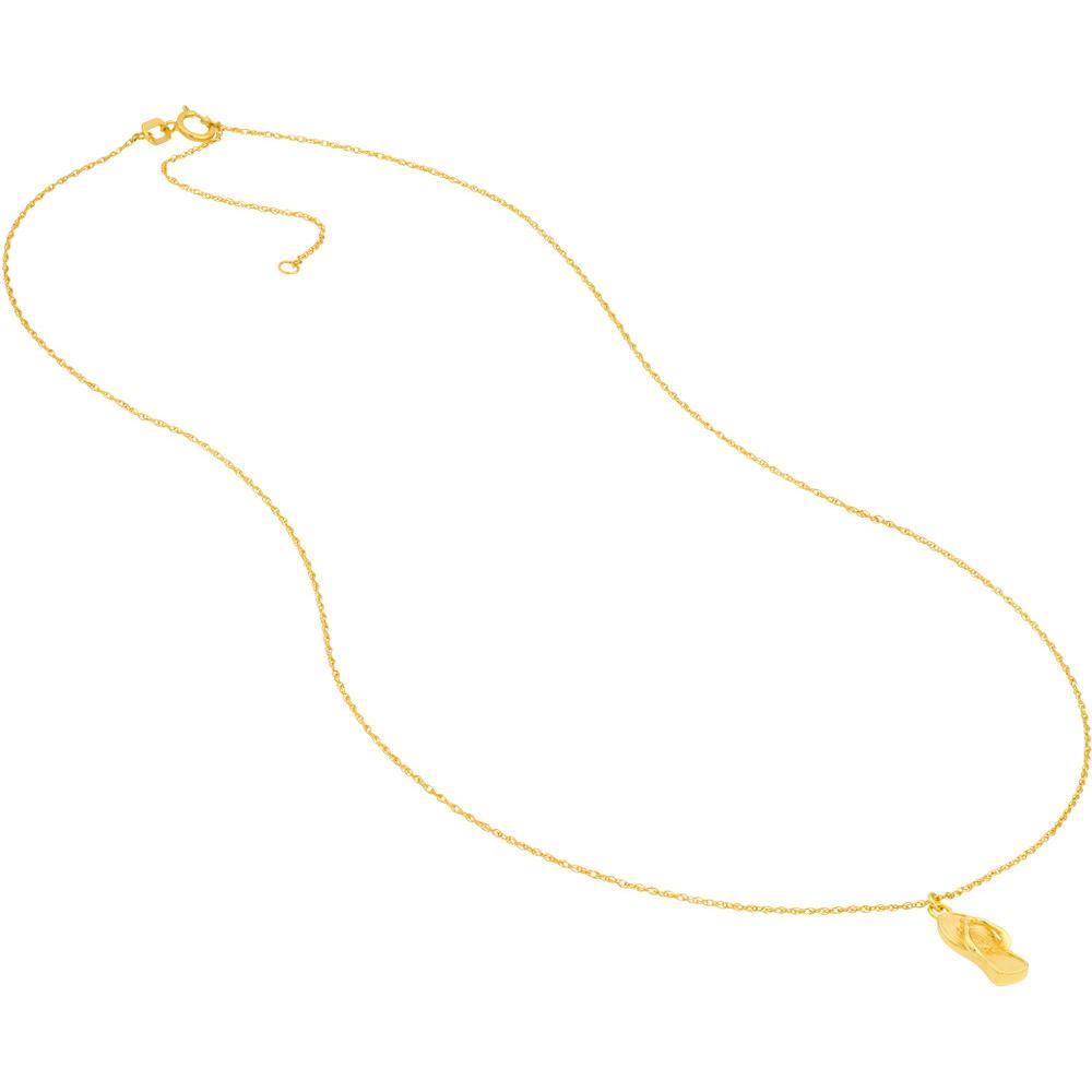 Olas d'Oro - 14K Yellow Gold Flip Flop Pendant Necklace with Adjustable Chain 16 to 18 Inches