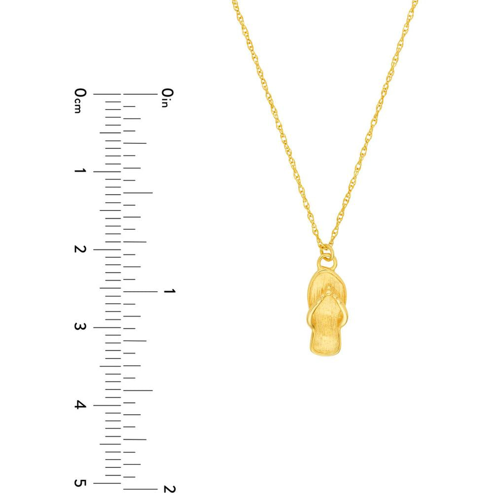 Olas d'Oro - 14K Yellow Gold Flip Flop Pendant Necklace with Adjustable Chain 16 to 18 Inches