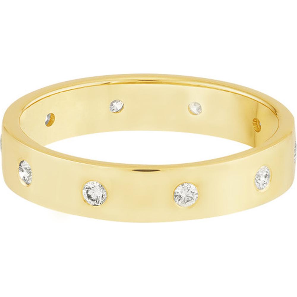 Olas d'Oro - 14K Yellow Gold Flush Set Diamond Band - 1/4 Carat Total Diamond Weight - Size 8