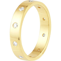 Olas d'Oro - 14K Yellow Gold Flush Set Diamond Band - 1/4 Carat Total Diamond Weight - Size 8