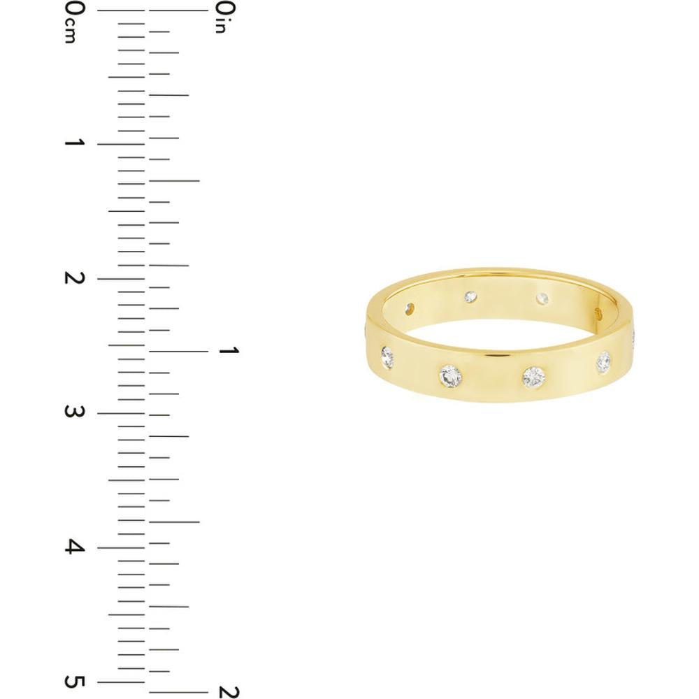 Olas d'Oro - 14K Yellow Gold Flush Set Diamond Band - 1/4 Carat Total Diamond Weight - Size 8