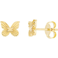 Olas d'Oro - 14K Yellow Gold Fluted Butterfly Stud Earrings 1.17 Grams Total Weight