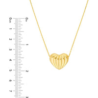 Olas d'Oro - 14K Yellow Gold Fluted Heart Pendant Necklace - 3.20 Grams Average Weight