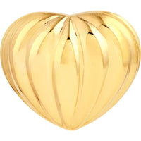 Olas d'Oro - 14K Yellow Gold Fluted Heart Small Stud Earrings Elegant Everyday Gold Jewelry
