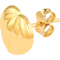Olas d'Oro - 14K Yellow Gold Fluted Heart Small Stud Earrings Elegant Everyday Gold Jewelry