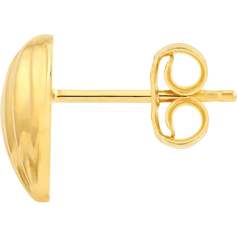 Olas d'Oro - 14K Yellow Gold Fluted Heart Small Stud Earrings Elegant Everyday Gold Jewelry