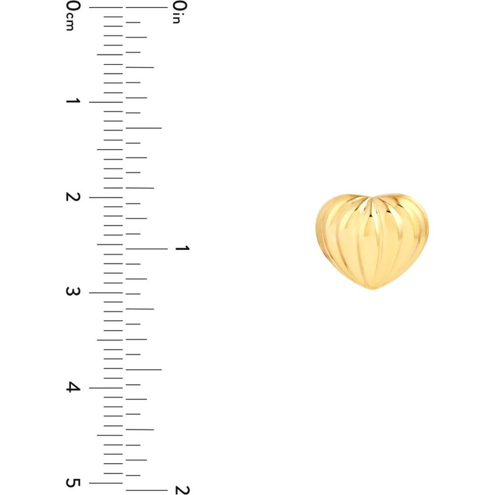 Olas d'Oro - 14K Yellow Gold Fluted Heart Small Stud Earrings Elegant Everyday Gold Jewelry